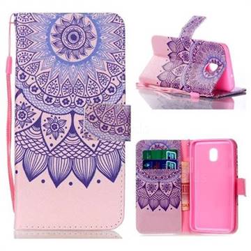 Purple Sunflower Leather Wallet Phone Case for Samsung Galaxy J3 (2018)