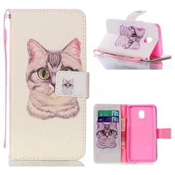 Lovely Cat Leather Wallet Phone Case for Samsung Galaxy J3 (2018)