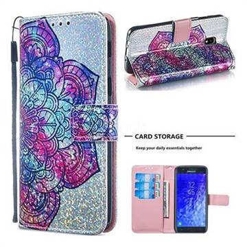 Glutinous Flower Sequins Painted Leather Wallet Case for Samsung Galaxy J3 (2018)
