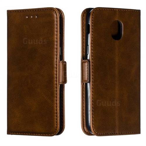 Retro Classic Calf Pattern Leather Wallet Phone Case for Samsung Galaxy J3 (2018) - Brown