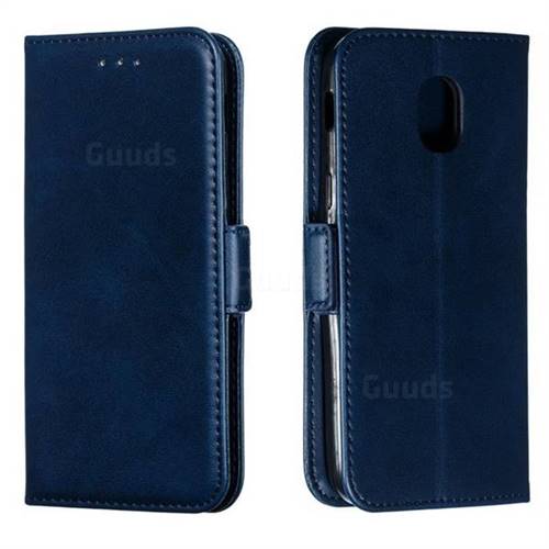 Retro Classic Calf Pattern Leather Wallet Phone Case for Samsung Galaxy J3 (2018) - Blue