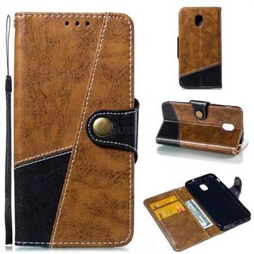 Retro Magnetic Stitching Wallet Flip Cover for Samsung Galaxy J3 (2018) - Brown