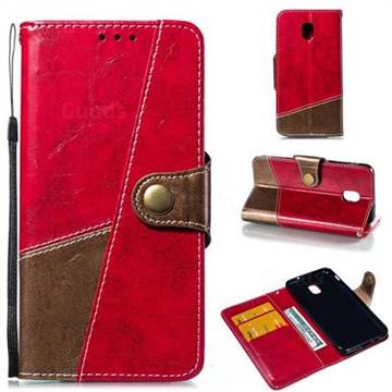 Retro Magnetic Stitching Wallet Flip Cover for Samsung Galaxy J3 (2018) - Rose Red