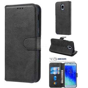 Retro Calf Matte Leather Wallet Phone Case for Samsung Galaxy J3 (2018) - Black