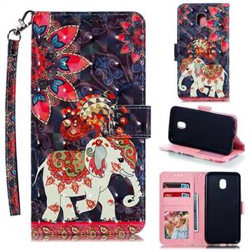 Phoenix Elephant 3D Painted Leather Phone Wallet Case for Samsung Galaxy J3 (2018)