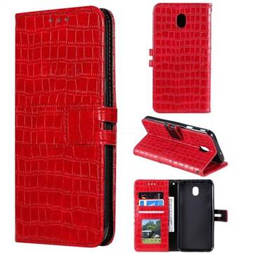 Luxury Crocodile Magnetic Leather Wallet Phone Case for Samsung Galaxy J3 (2018) - Red