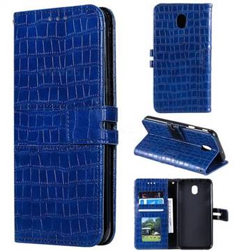 Luxury Crocodile Magnetic Leather Wallet Phone Case for Samsung Galaxy J3 (2018) - Blue