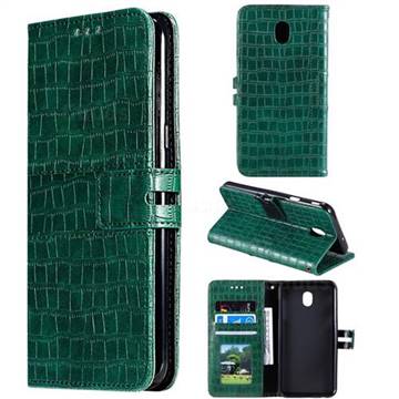 Luxury Crocodile Magnetic Leather Wallet Phone Case for Samsung Galaxy J3 (2018) - Green