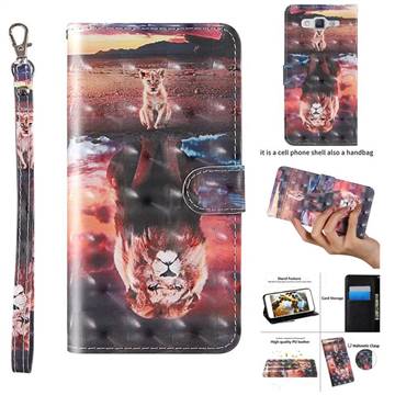 Fantasy Lion 3D Painted Leather Wallet Case for Samsung Galaxy J3 (2018)