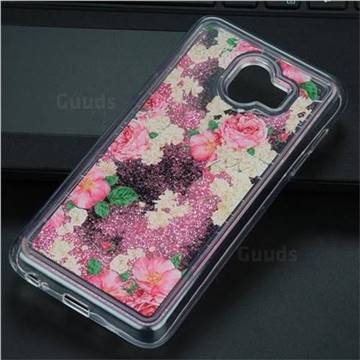 Rose Flower Glassy Glitter Quicksand Dynamic Liquid Soft Phone Case for Samsung Galaxy J4 (2018) SM-J400F