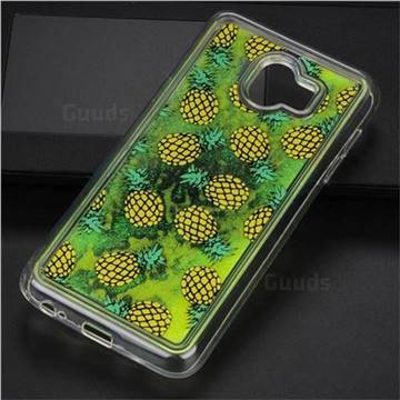 Pineapple Glassy Glitter Quicksand Dynamic Liquid Soft Phone Case for Samsung Galaxy J4 (2018) SM-J400F