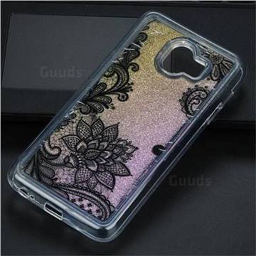 Diagonal Lace Glassy Glitter Quicksand Dynamic Liquid Soft Phone Case for Samsung Galaxy J4 (2018) SM-J400F