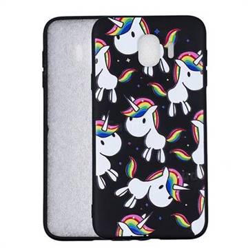 Rainbow Unicorn 3D Embossed Relief Black Soft Back Cover for Samsung Galaxy J4 (2018) SM-J400F