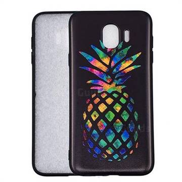 Colorful Pineapple 3D Embossed Relief Black Soft Back Cover for Samsung Galaxy J4 (2018) SM-J400F