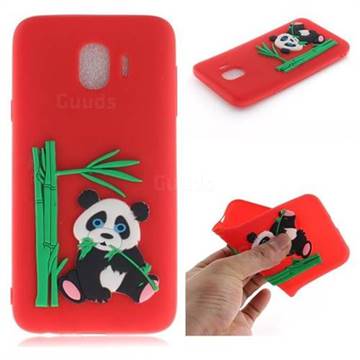Panda Eating Bamboo Soft 3D Silicone Case for Samsung Galaxy J4 (2018) SM-J400F - Red