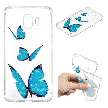 Blue butterfly Anti-fall Clear Varnish Soft TPU Back Cover for Samsung Galaxy J4 (2018) SM-J400F