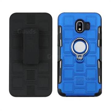 3 in 1 PC + Silicone Leather Phone Case for Samsung Galaxy J4 (2018) SM-J400F - Dark Blue