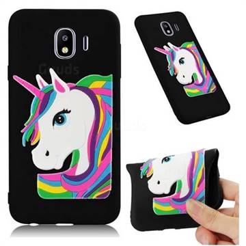 Rainbow Unicorn Soft 3D Silicone Case for Samsung Galaxy J4 (2018) SM-J400F - Black