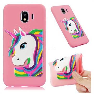 Rainbow Unicorn Soft 3D Silicone Case for Samsung Galaxy J4 (2018) SM-J400F - Pink
