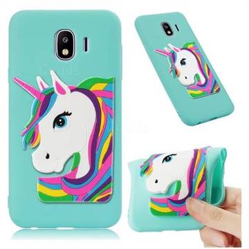 Rainbow Unicorn Soft 3D Silicone Case for Samsung Galaxy J4 (2018) SM-J400F - Sky Blue