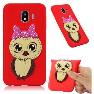 Bowknot Girl Owl Soft 3D Silicone Case for Samsung Galaxy J4 (2018) SM-J400F - Red