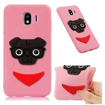Glasses Dog Soft 3D Silicone Case for Samsung Galaxy J4 (2018) SM-J400F - Pink