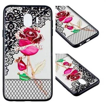 Rose Lace Diamond Flower Soft TPU Back Cover for Samsung Galaxy J4 (2018) SM-J400F
