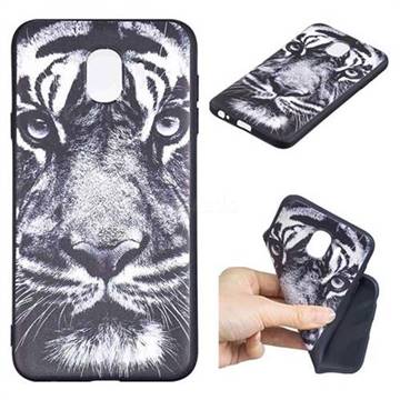White Tiger 3D Embossed Relief Black TPU Cell Phone Back Cover for Samsung Galaxy J4 (2018) SM-J400F
