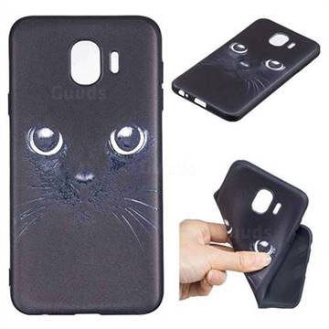 Bearded Feline 3D Embossed Relief Black TPU Cell Phone Back Cover for Samsung Galaxy J4 (2018) SM-J400F
