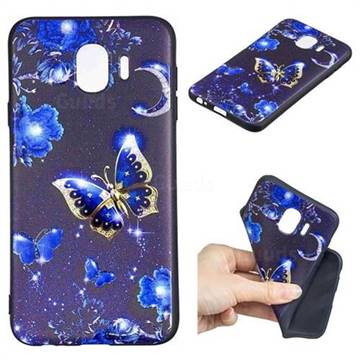 Phnom Penh Butterfly 3D Embossed Relief Black TPU Cell Phone Back Cover for Samsung Galaxy J4 (2018) SM-J400F
