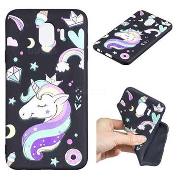 Candy Unicorn 3D Embossed Relief Black TPU Cell Phone Back Cover for Samsung Galaxy J4 (2018) SM-J400F