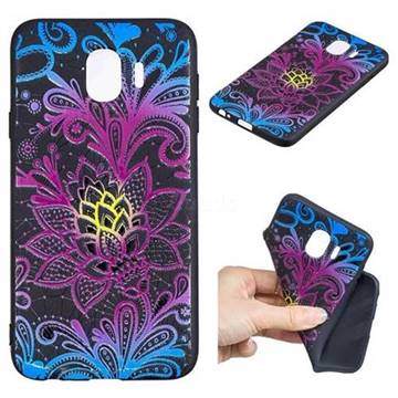 Colorful Lace 3D Embossed Relief Black TPU Cell Phone Back Cover for Samsung Galaxy J4 (2018) SM-J400F