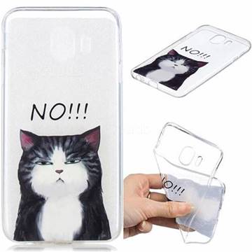 Cat Say No Clear Varnish Soft Phone Back Cover for Samsung Galaxy J4 (2018) SM-J400F