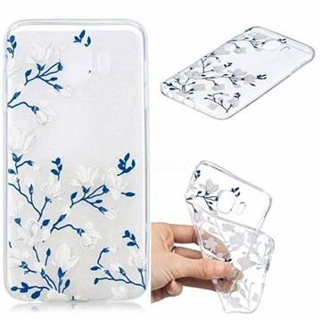 Magnolia Flower Clear Varnish Soft Phone Back Cover for Samsung Galaxy J4 (2018) SM-J400F