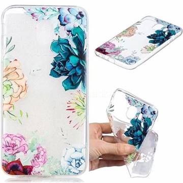 Gem Flower Clear Varnish Soft Phone Back Cover for Samsung Galaxy J4 (2018) SM-J400F