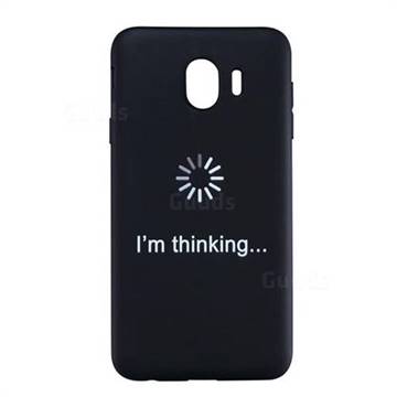 Thinking Stick Figure Matte Black TPU Phone Cover for Samsung Galaxy J4 (2018) SM-J400F