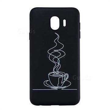 Coffee Cup Stick Figure Matte Black TPU Phone Cover for Samsung Galaxy J4 (2018) SM-J400F