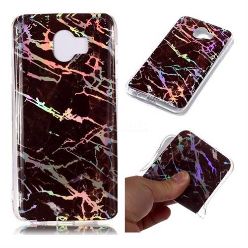 Black Brown Marble Pattern Bright Color Laser Soft TPU Case for Samsung Galaxy J4 (2018) SM-J400F