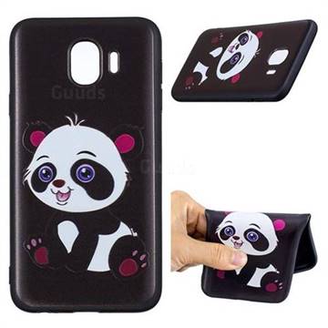 Cute Pink Panda 3D Embossed Relief Black Soft Phone Back Cover for Samsung Galaxy J4 (2018) SM-J400F