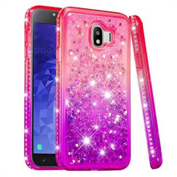 Diamond Frame Liquid Glitter Quicksand Sequins Phone Case for Samsung Galaxy J4 (2018) SM-J400F - Pink Purple