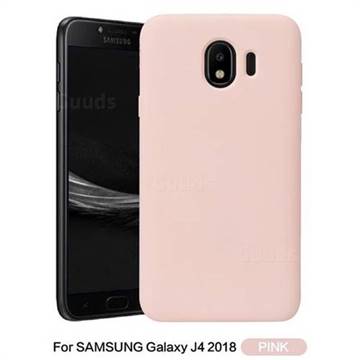 Howmak Slim Liquid Silicone Rubber Shockproof Phone Case Cover for Samsung Galaxy J4 (2018) SM-J400F - Pink