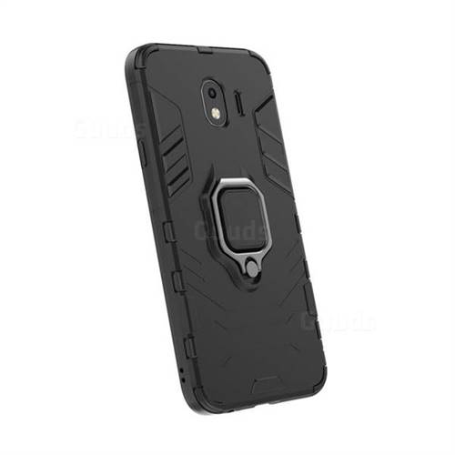 Black Panther Armor Metal Ring Grip Shockproof Dual Layer Rugged Hard