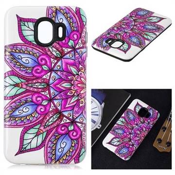 Mandara Flower Pattern 2 in 1 PC + TPU Glossy Embossed Back Cover for Samsung Galaxy J4 (2018) SM-J400F