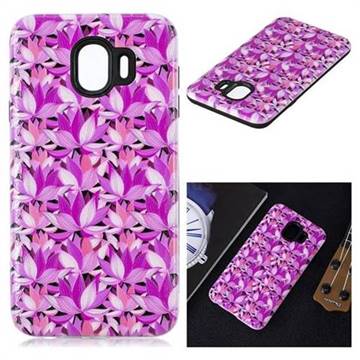 Lotus Flower Pattern 2 in 1 PC + TPU Glossy Embossed Back Cover for Samsung Galaxy J4 (2018) SM-J400F