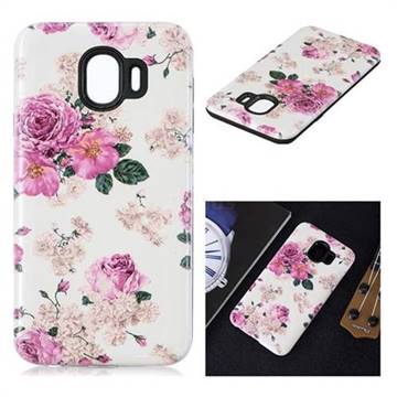 Rose Flower Pattern 2 in 1 PC + TPU Glossy Embossed Back Cover for Samsung Galaxy J4 (2018) SM-J400F