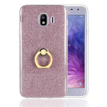 Luxury Soft TPU Glitter Back Ring Cover with 360 Rotate Finger Holder Buckle for Samsung Galaxy J4 (2018) SM-J400F - Pink