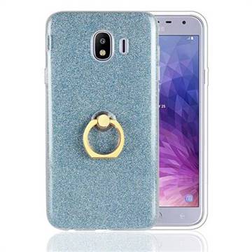 Luxury Soft TPU Glitter Back Ring Cover with 360 Rotate Finger Holder Buckle for Samsung Galaxy J4 (2018) SM-J400F - Blue