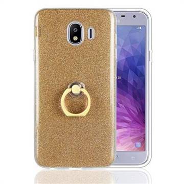 Luxury Soft TPU Glitter Back Ring Cover with 360 Rotate Finger Holder Buckle for Samsung Galaxy J4 (2018) SM-J400F - Golden