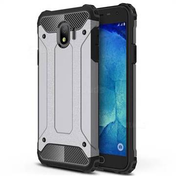 King Kong Armor Premium Shockproof Dual Layer Rugged Hard Cover for Samsung Galaxy J4 (2018) SM-J400F - Silver Grey