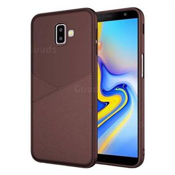 Litchi Texture Breathable Anti-fall Silicone Soft Phone Case for Samsung Galaxy J4 (2018) SM-J400F - Coffee